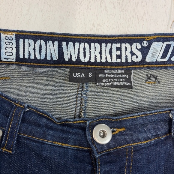 Bilt Iron Workers Steel Motorcycle Work Jeans Blue Women's 8x30 Knee PADS Armor - Picture 3 of 8